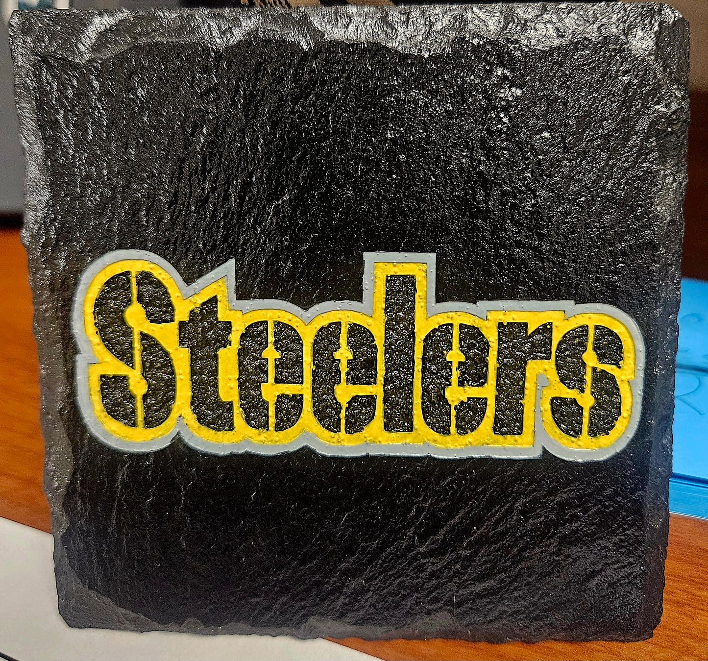Pittsburgh Steelers Slate Coaster | Handmade NFL Fan Decor | Steelers Gift for Him | Football Man Cave Decor | Custom Stone Coaster | Steelers Nation