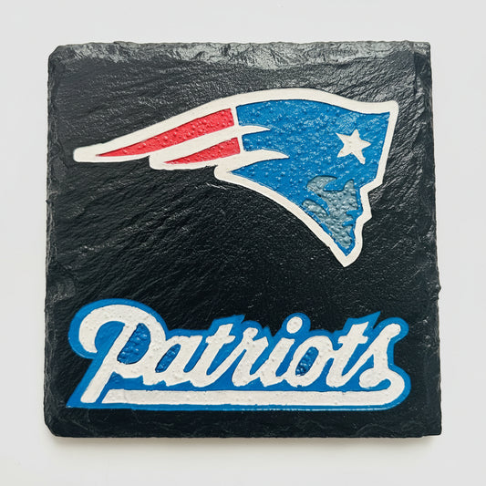 New England Patriots Slate Coaster | Handmade NFL Fan Decor | Laser Engraved Patriots Gift | Football Man Cave Decor | Custom Sports Coaster