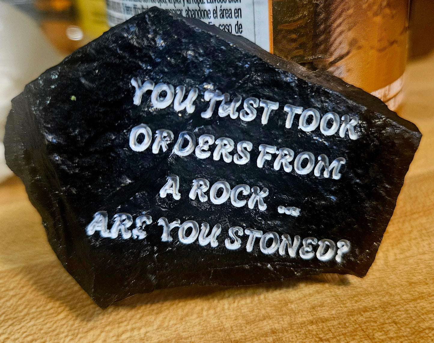 Funny Novelty Rock Set | Hand-Painted Laser Engraved Rock | Gag Gift | Office Desk Decor | Prank Gift | White Elephant Gift | Funny Home Decor | 2 Piece Set