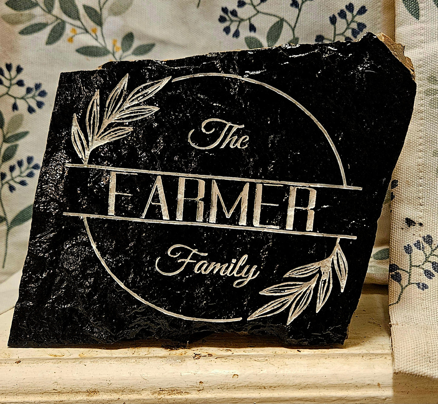 Personalized Engraved Slate Family Sign | Custom Last Name Stone Plaque | Rustic Home Decor | Housewarming Gift | Wedding Gift | Anniversary Gift
