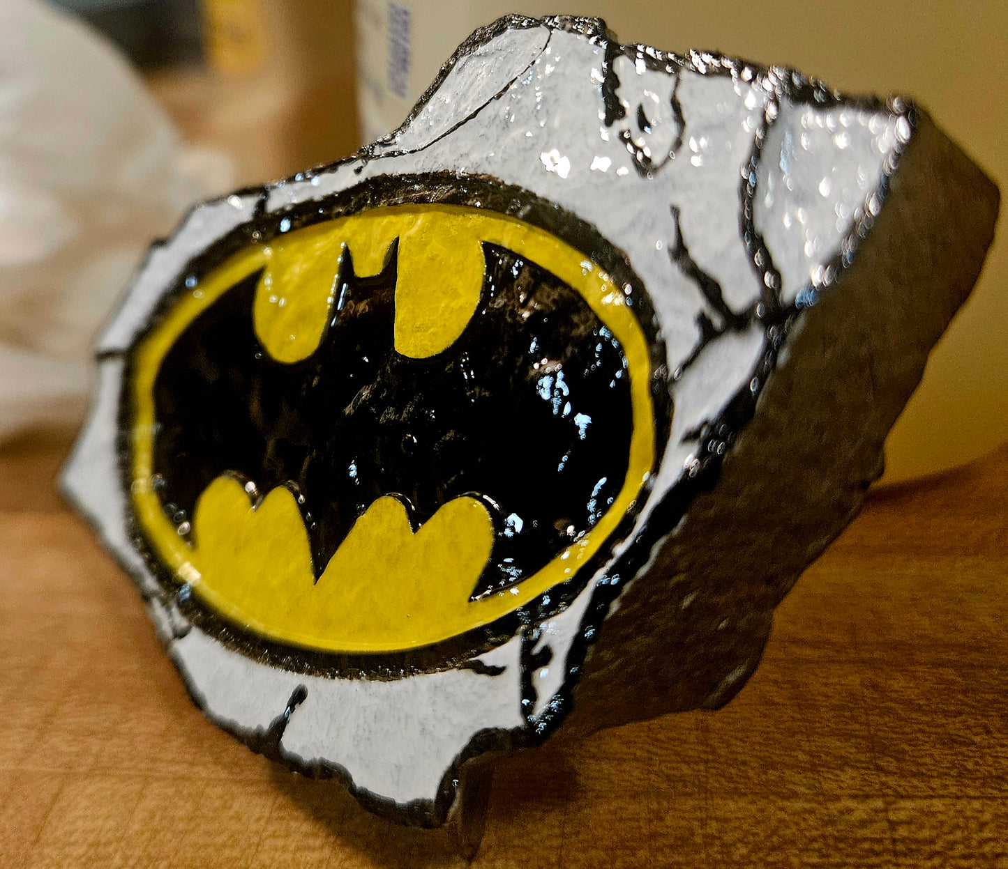 Premium Real Rock Batman Magnets - Hand Painted & Laser Engraved Fridge Set of 2
