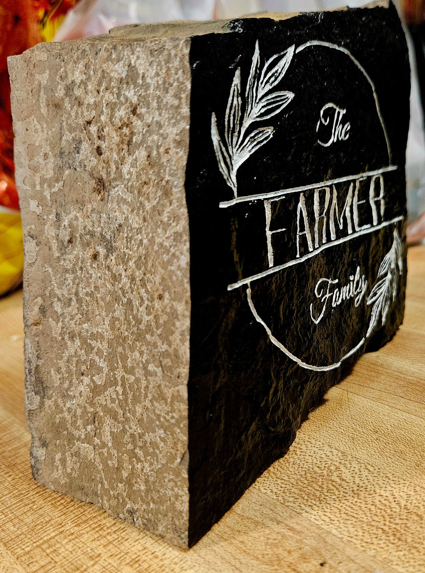 Personalized Engraved Slate Family Sign | Custom Last Name Stone Plaque | Rustic Home Decor | Housewarming Gift | Wedding Gift | Anniversary Gift