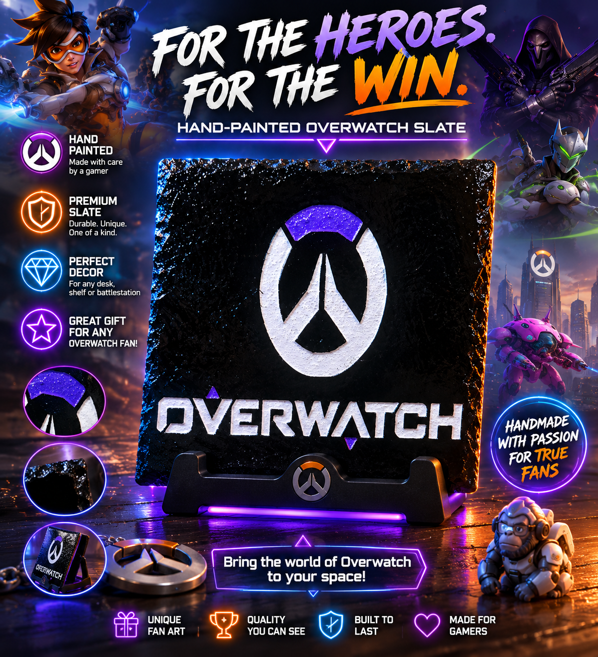 🎮 OVERWATCH HAND-PAINTED SLATE PLAQUE 🎮