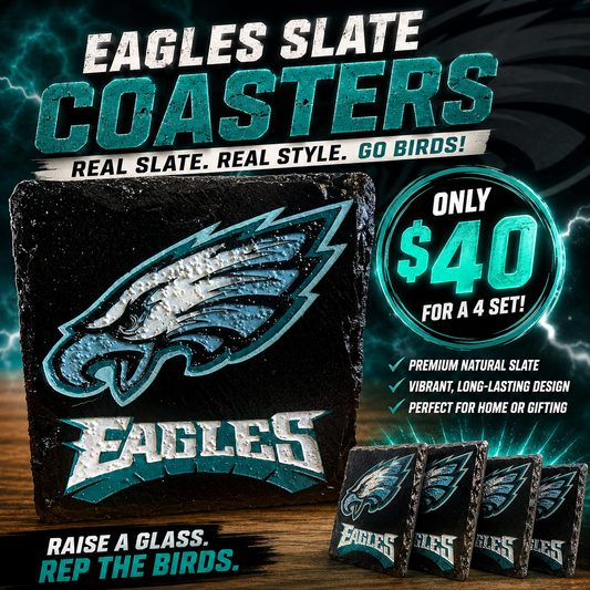 Philadelphia Eagles Slate Coasters | Laser Engraved Stone Coasters | NFL Fan Gift | Football Home Decor | Man Cave Coasters | Set of 4