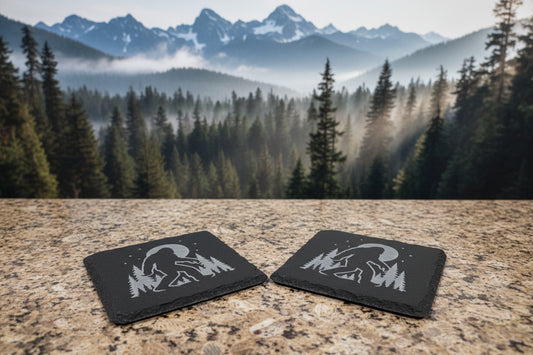 Bigfoot 4inx4in slate costers / 4 piece set